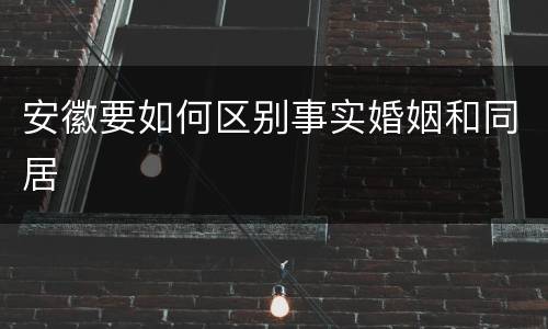 安徽要如何区别事实婚姻和同居