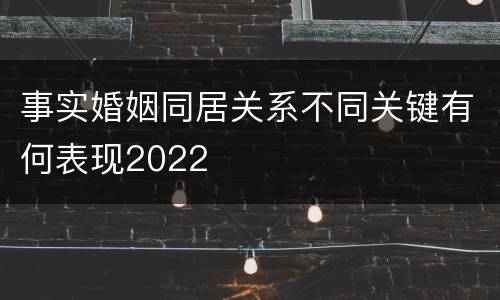 事实婚姻同居关系不同关键有何表现2022