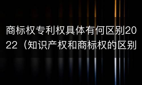 商标权专利权具体有何区别2022（知识产权和商标权的区别）