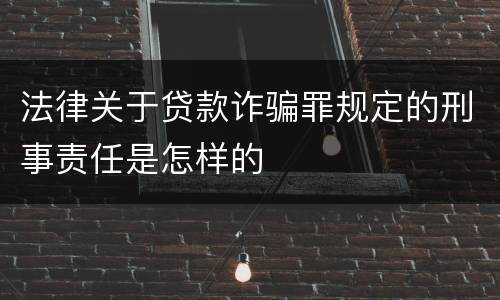 法律关于贷款诈骗罪规定的刑事责任是怎样的
