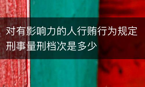 对有影响力的人行贿行为规定刑事量刑档次是多少