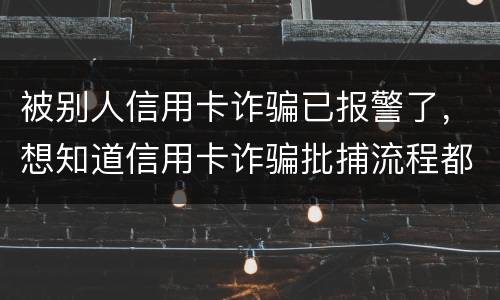 被别人信用卡诈骗已报警了，想知道信用卡诈骗批捕流程都有哪些