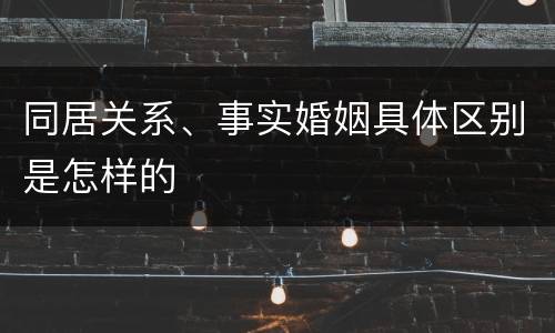 同居关系、事实婚姻具体区别是怎样的