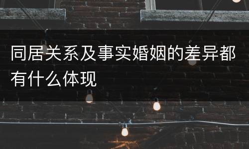 同居关系及事实婚姻的差异都有什么体现