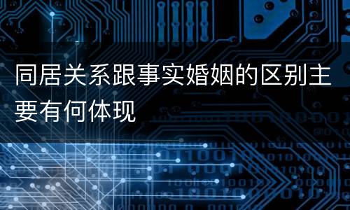 同居关系跟事实婚姻的区别主要有何体现