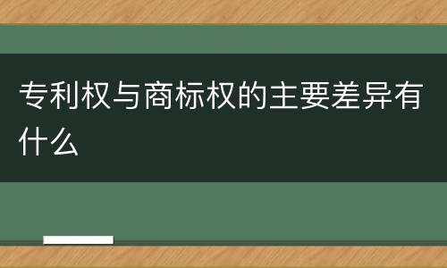 专利权与商标权的主要差异有什么