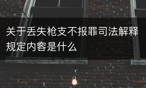 关于丢失枪支不报罪司法解释规定内容是什么