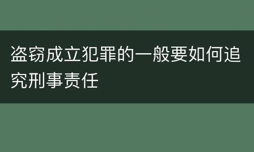 盗窃成立犯罪的一般要如何追究刑事责任