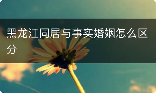 黑龙江同居与事实婚姻怎么区分