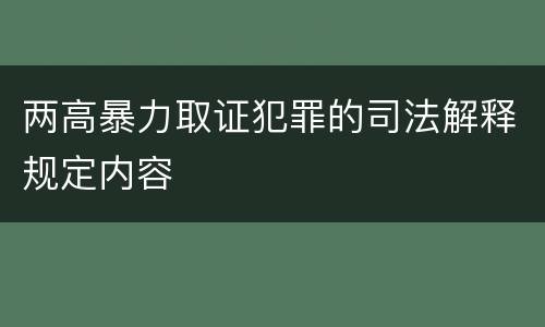 两高暴力取证犯罪的司法解释规定内容