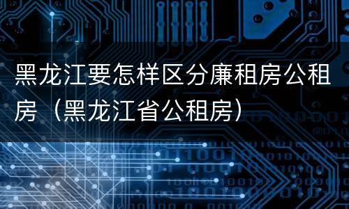 黑龙江要怎样区分廉租房公租房（黑龙江省公租房）