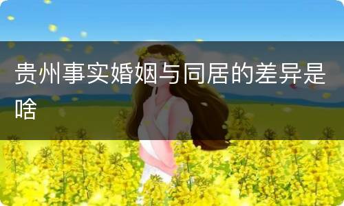 贵州事实婚姻与同居的差异是啥