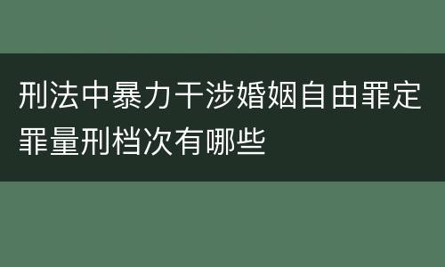 刑法中暴力干涉婚姻自由罪定罪量刑档次有哪些
