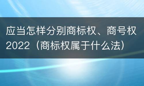 应当怎样分别商标权、商号权2022（商标权属于什么法）