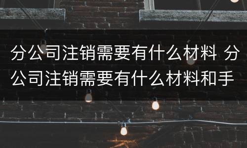 分公司注销需要有什么材料 分公司注销需要有什么材料和手续