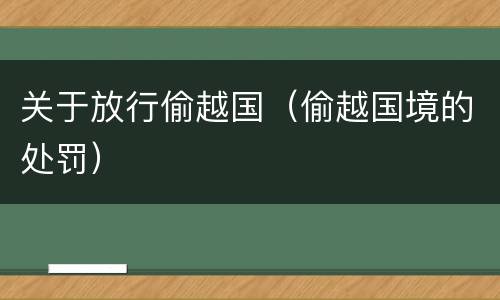 关于放行偷越国（偷越国境的处罚）