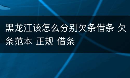 黑龙江该怎么分别欠条借条 欠条范本 正规 借条