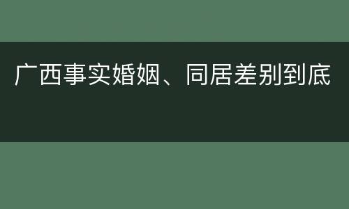 广西事实婚姻、同居差别到底