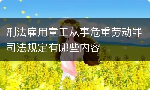 刑法雇用童工从事危重劳动罪司法规定有哪些内容
