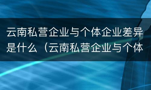 云南私营企业与个体企业差异是什么（云南私营企业与个体企业差异是什么原因）