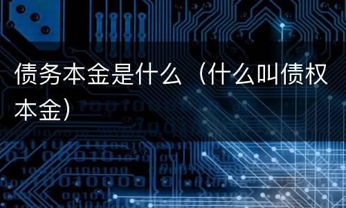 债务本金是什么（什么叫债权本金）