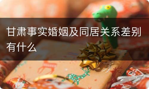 甘肃事实婚姻及同居关系差别有什么
