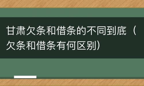 甘肃欠条和借条的不同到底（欠条和借条有何区别）