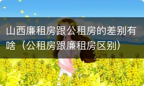 山西廉租房跟公租房的差别有啥（公租房跟廉租房区别）
