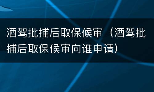 酒驾批捕后取保候审（酒驾批捕后取保候审向谁申请）
