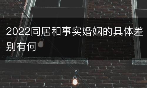 2022同居和事实婚姻的具体差别有何