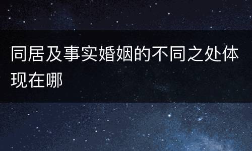 同居及事实婚姻的不同之处体现在哪