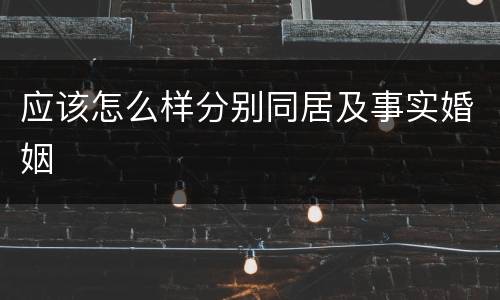 应该怎么样分别同居及事实婚姻