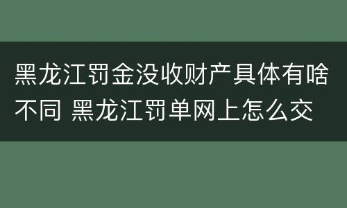 黑龙江罚金没收财产具体有啥不同 黑龙江罚单网上怎么交