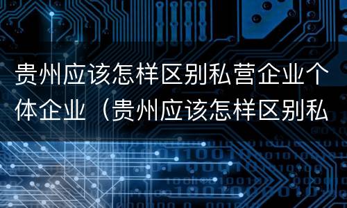 贵州应该怎样区别私营企业个体企业（贵州应该怎样区别私营企业个体企业和国企）