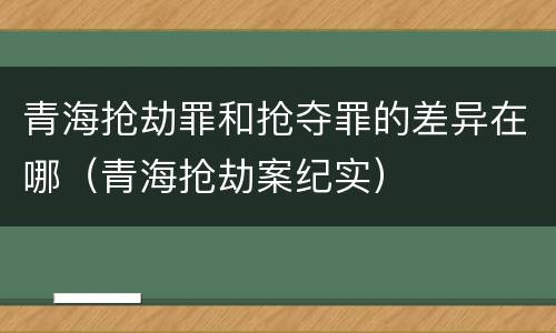 青海抢劫罪和抢夺罪的差异在哪（青海抢劫案纪实）