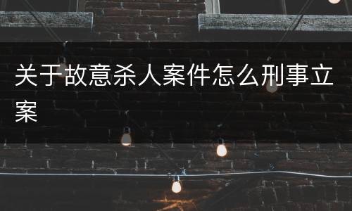 关于故意杀人案件怎么刑事立案