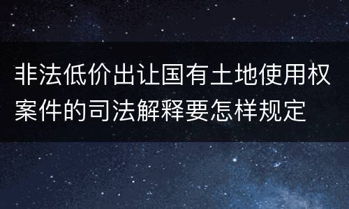 非法低价出让国有土地使用权案件的司法解释要怎样规定