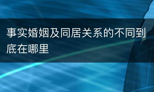 事实婚姻及同居关系的不同到底在哪里