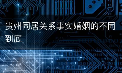 贵州同居关系事实婚姻的不同到底