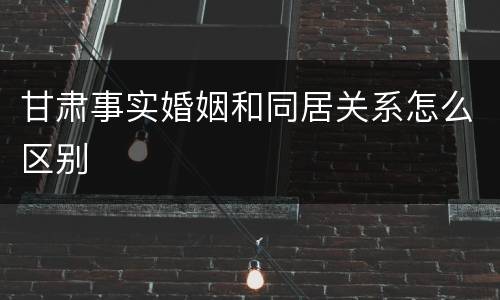甘肃事实婚姻和同居关系怎么区别