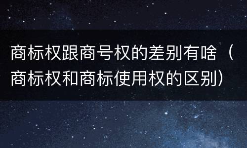 商标权跟商号权的差别有啥（商标权和商标使用权的区别）