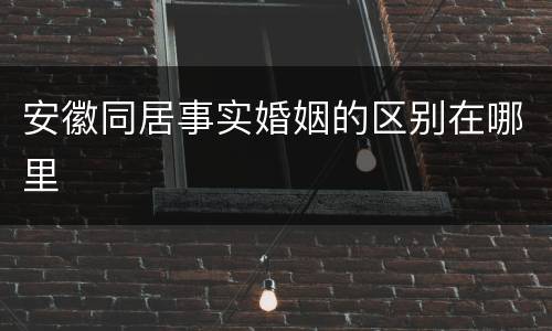 安徽同居事实婚姻的区别在哪里
