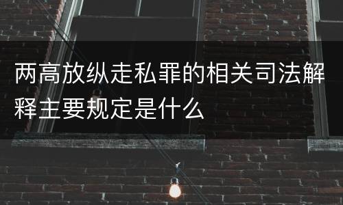 两高放纵走私罪的相关司法解释主要规定是什么