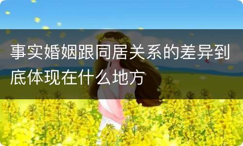 事实婚姻跟同居关系的差异到底体现在什么地方