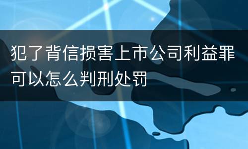 犯了背信损害上市公司利益罪可以怎么判刑处罚
