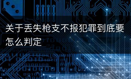关于丢失枪支不报犯罪到底要怎么判定