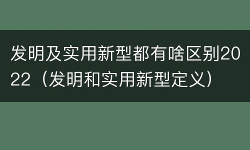 发明及实用新型都有啥区别2022（发明和实用新型定义）