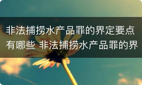 非法捕捞水产品罪的界定要点有哪些 非法捕捞水产品罪的界定要点有哪些呢