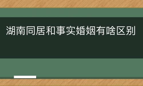 湖南同居和事实婚姻有啥区别