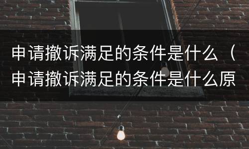 申请撤诉满足的条件是什么（申请撤诉满足的条件是什么原因）